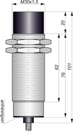 Датчик индуктивный бесконтактный И28-NO-PNP-BT(Л63, Lкорп=75мм)