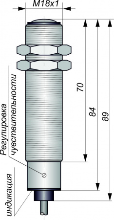 Датчик бесконтактный оптический ОП13-NO-PNP(Л63, с регулировкой, Lкаб=10м)